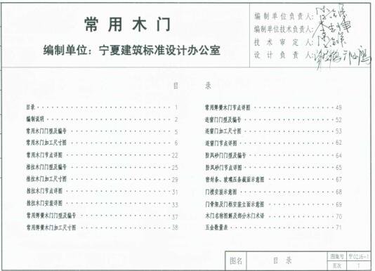 宁02J6-1 常用木门